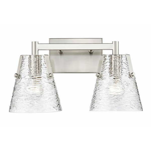 Z-Lite Analia Vanity, 2-Light, 16.5 In.W x 7.5 In.L x 9.25 In.H, Brushed Nickel/Clear Ribbed 1101-2V-BN - main